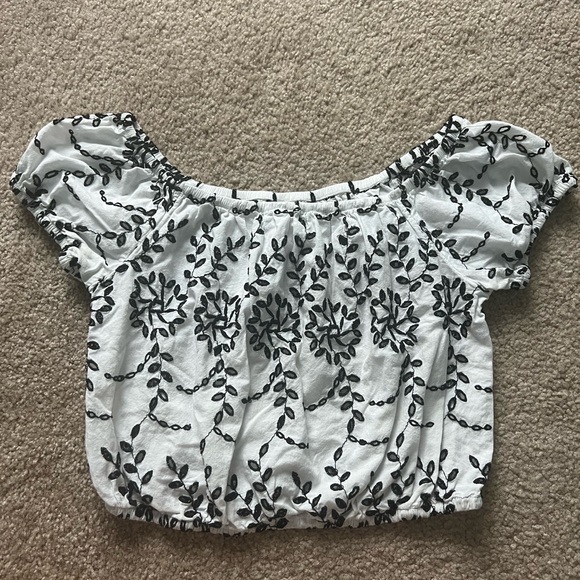 American Eagle Outfitters Floral Embroidered Crop Blouse - Picture 1 of 3